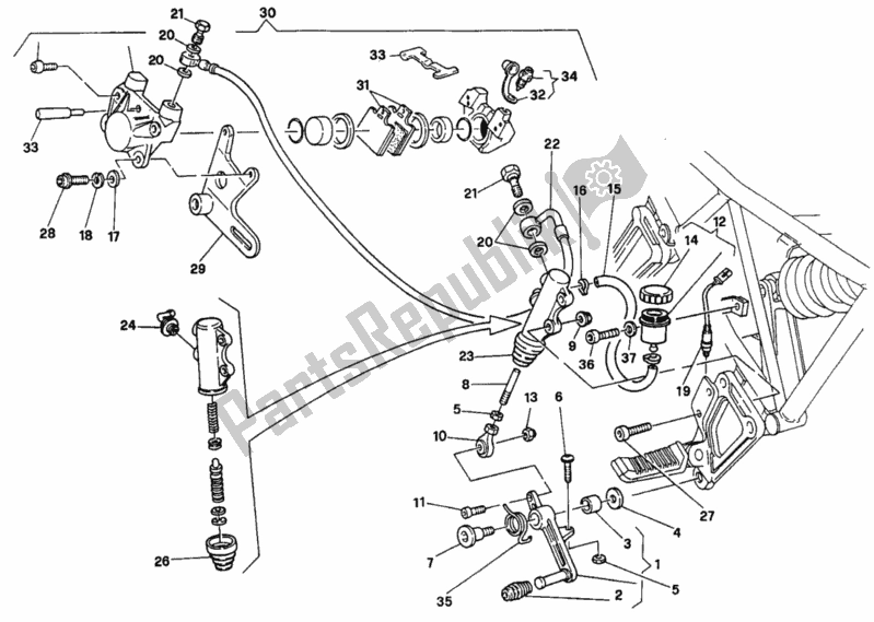 Todas as partes de Sistema De Freio Traseiro Dm 001365 do Ducati Supersport 750 SS 1995